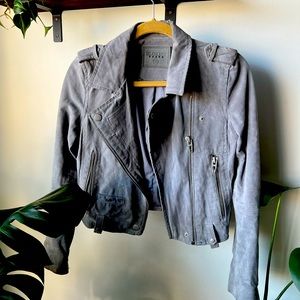 100% leather jacket, BLANK NYC. Dusty blue